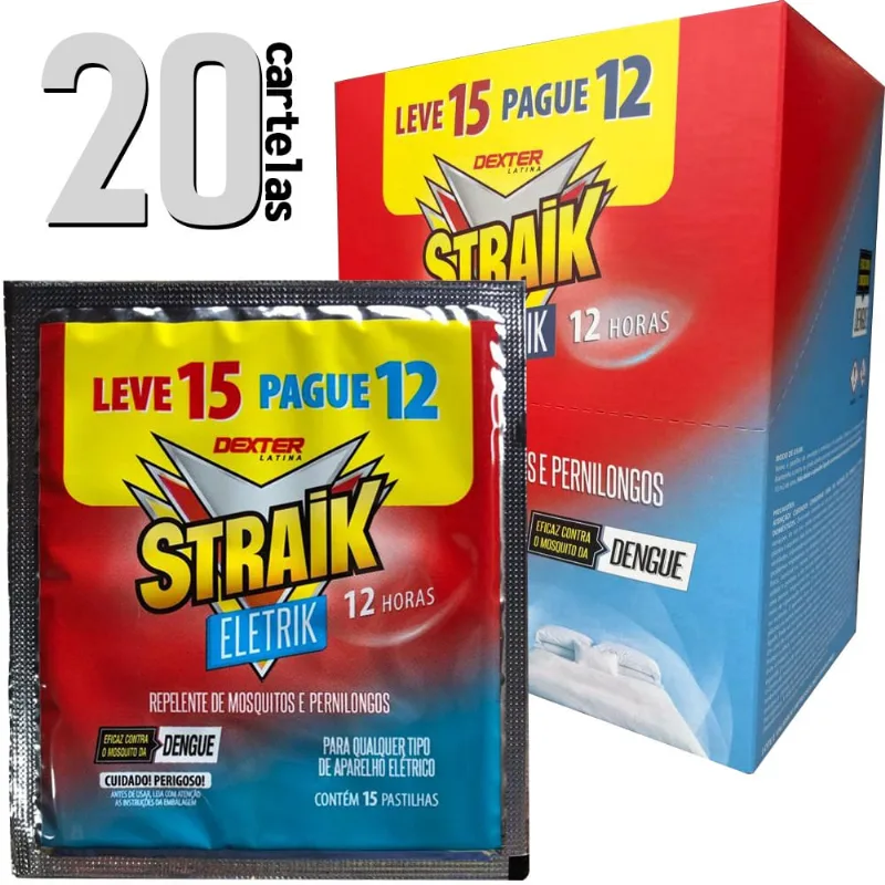 Refil Repelente Elétrico Straik Eletrik Mosquitos Pernilongos Dengue 300 Pastilhas