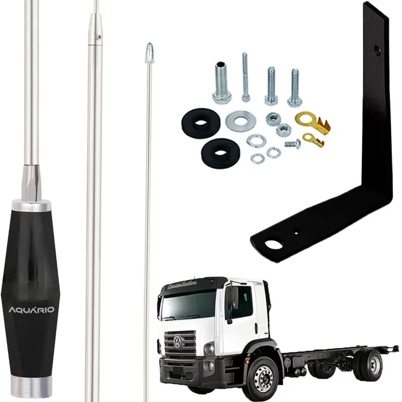 Antena Px Mini Maria Mole Inox 1,40m Alongador 60cm Vw Constellation Motorista Parafusos Anti-furto