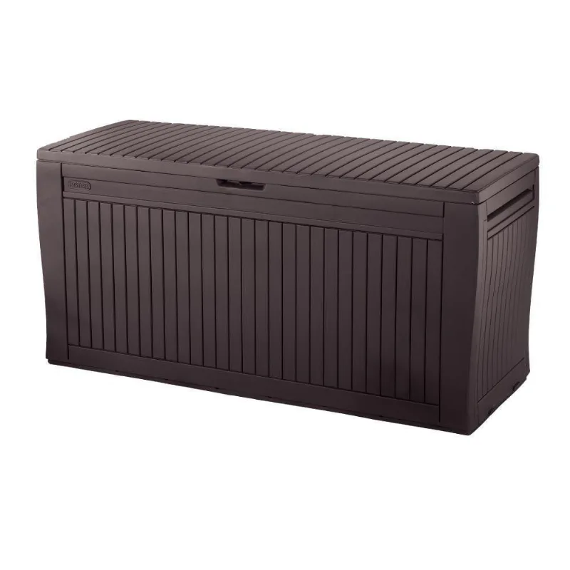 Baú Organizador Comfy Deck Box 270L Plástico com Rodinhas Banco para Área Externa Keter