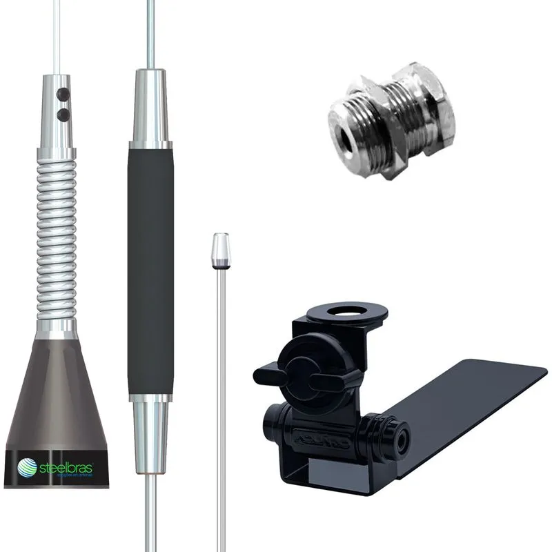 Kit Enfeite Antena Evolution 66cm Mola Na Base Suporte Caminhonete Pickup Parafuso Fixar