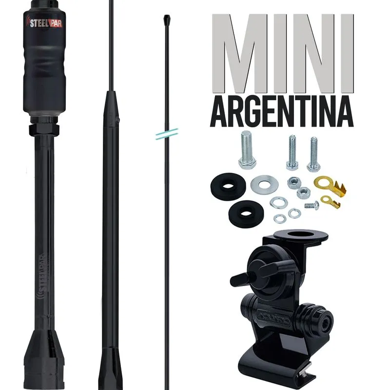 Antena Base Embutida Black Px Mini Argentina 200w 1,07m Porta Malas Capo Capu Parafusos Fixar
