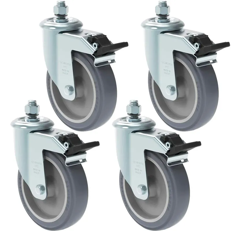 4 Rodizio Roda Giratorio Pvc Parafuso Com Freio 5 Polegadas Schioppa
