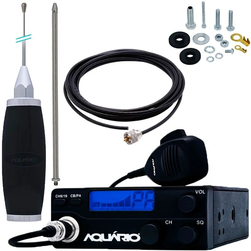 Radio Px 40 Canais Antena Inox 2,70m Alongador Cabo 5,5m Parafusos Anti-furto