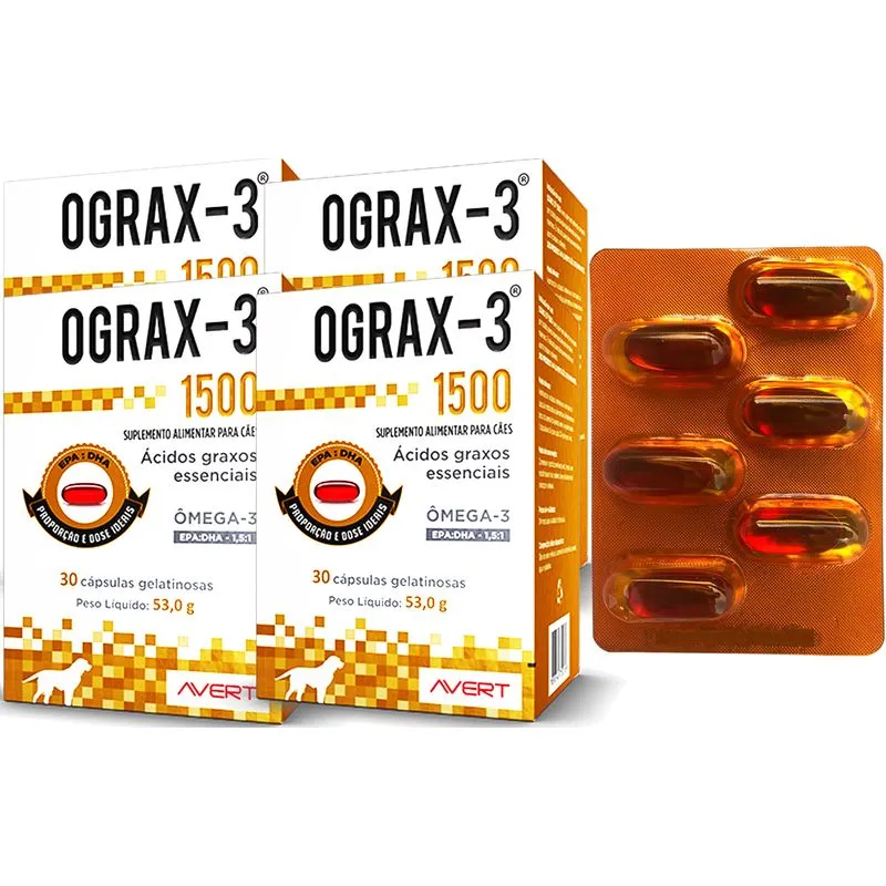 Suplemento Alimentar Omega 3 Ograx-3 1500 Caes 120 Capsulas