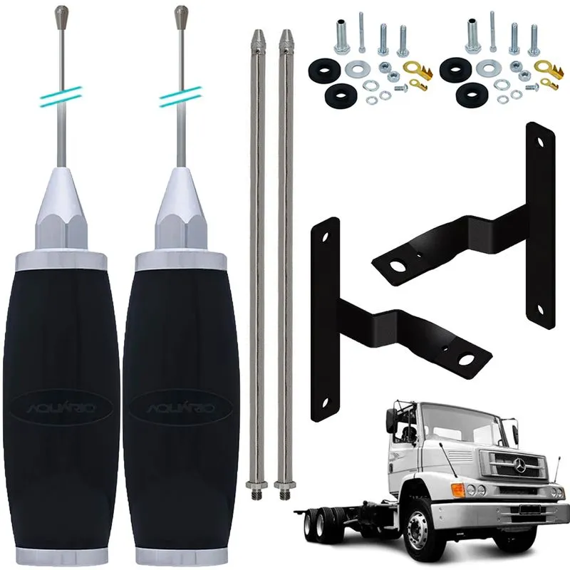 2 Antena Movel Px Inox 2,70m Alongador 60cm Mercedes Benz Bicudo Parafusos Anti-furto