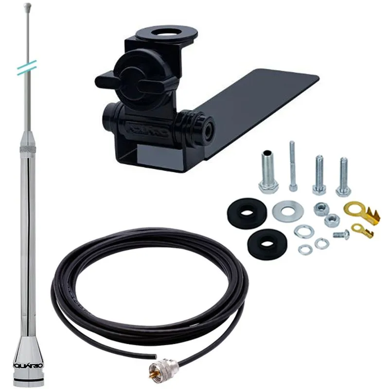 Antena Px Inox 2,70m Alongador 60cm Suporte Bi-articulado Adaptavel Cabo 5,5m Parafusos