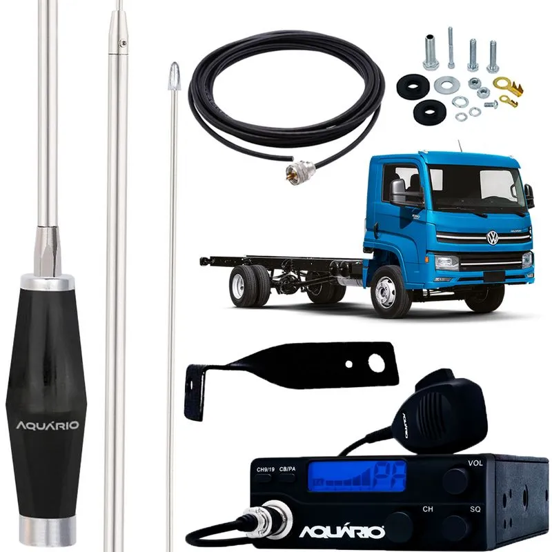 Radio Px Antena Mini Maria Mole Inox 1,40m Alongador 40cm Cabo 5,5m Vw Delivery Lado Carona
