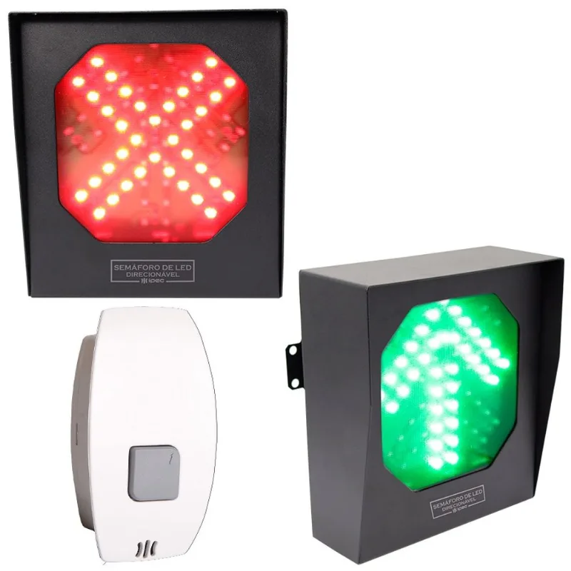 Semáforo Led Direcionável 152 Leds Bivolt Botoeira Temporizada c/ Receptor Incorporado Af12 Rx