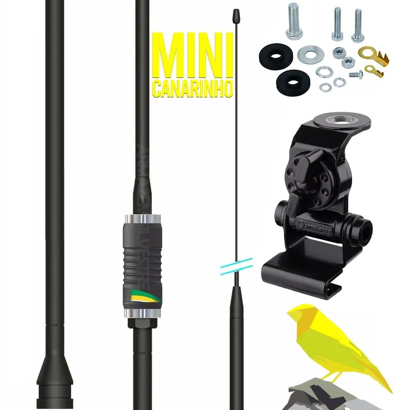 Antena Px Prolongador Mini Canarinho Black 100w Suporte Porta Malas Capo Parafusos
