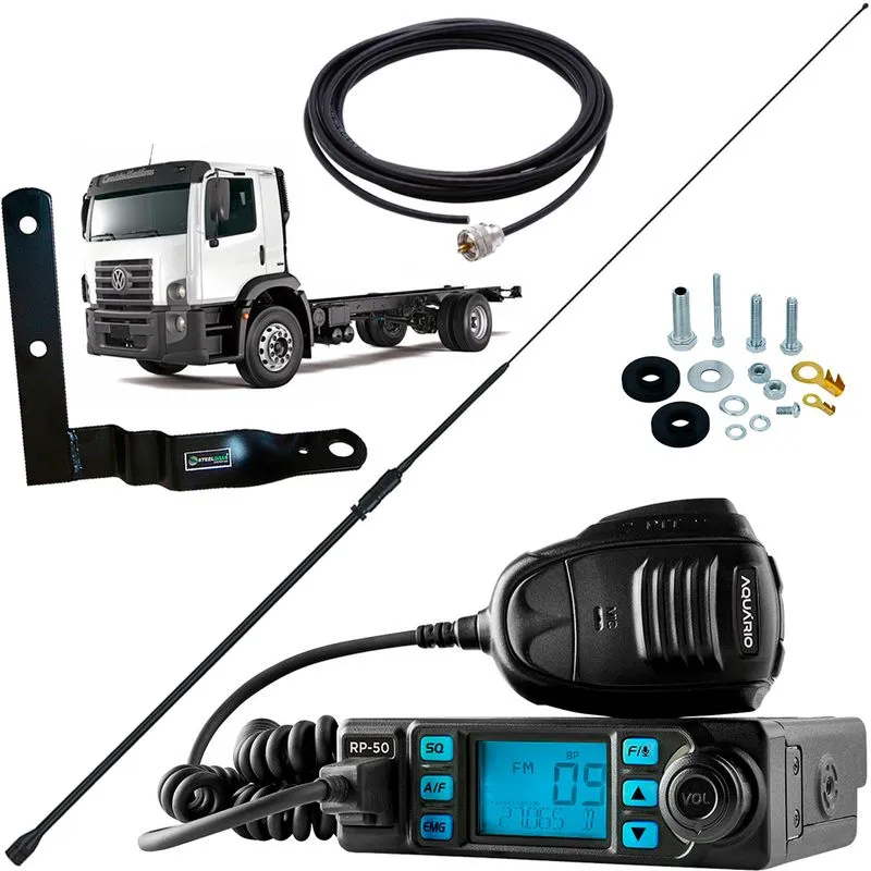 Radio Px 80 Canais Antena Black Prolongador Argentina Cabo 5,5m Vw Constellation Carona