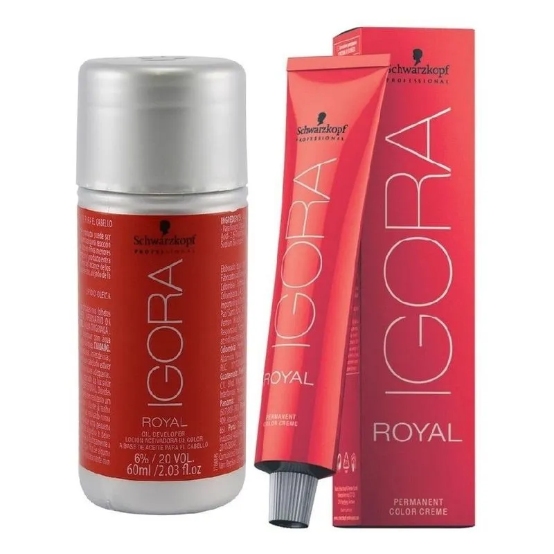 Kit Ox 6% 20 Vol e Coloração 5-00 Schwarzkopf Igora Royal