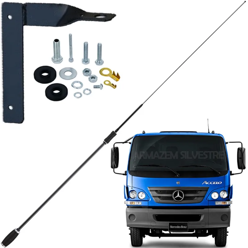 Antena Px Bobinada Black Viuva Negra Argentina Suporte Dianteiro Carona Mb Accelo Parafusos