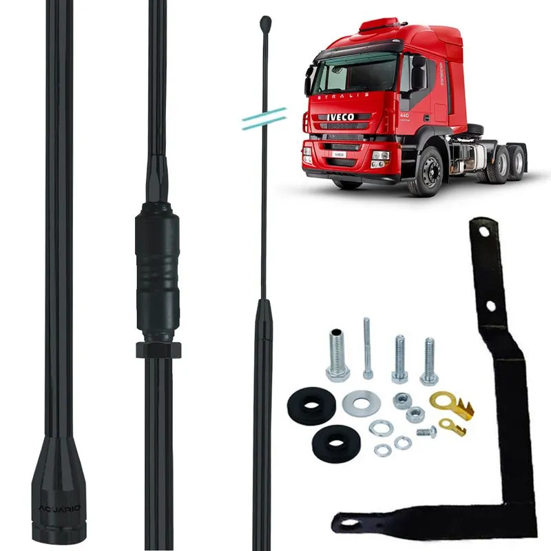 Antena Px Prolongador Black Argentina Suporte Dianteiro Carona Iveco Stralis Parafusos Anti-furto