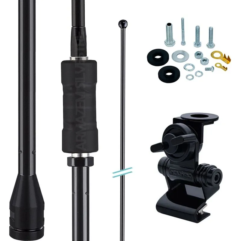 Antena Px Bobinada Mini Argentina Black 1,08m Porta Malas Capu Parafusos