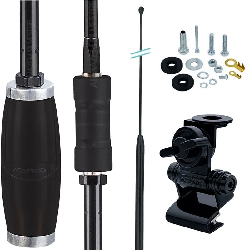 Antena Px Bobinada Black Viuva Negra 1,50m Porta Malas Capu Parafusos Anti Furto