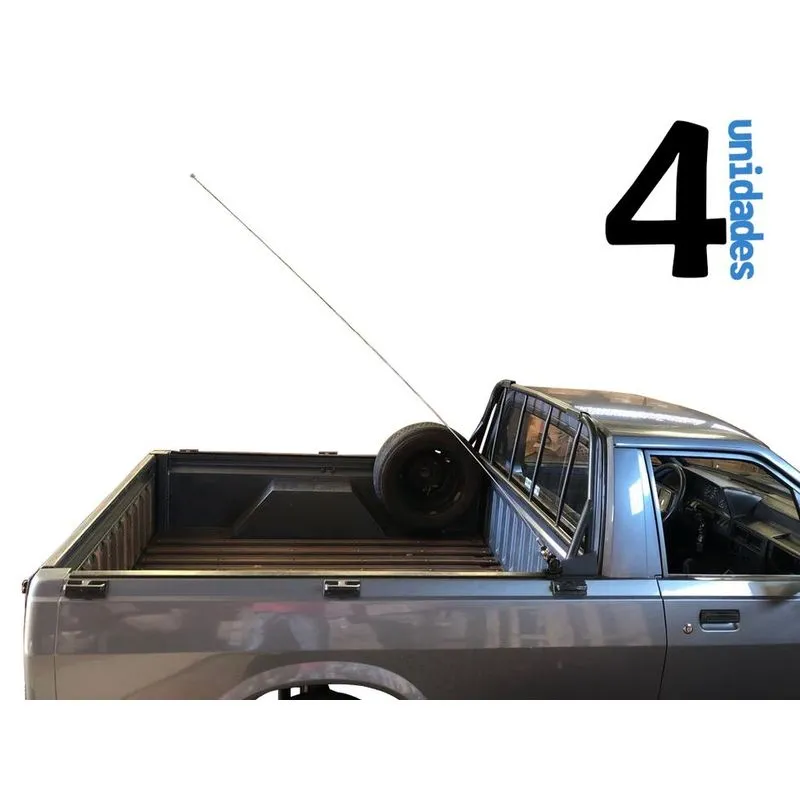 Kit Enfeite 4 Antena Inox 1,50m Caminhonete Cacamba Parafuso