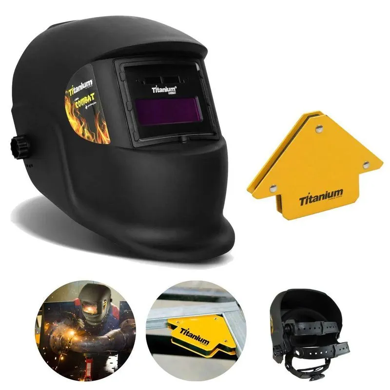 Kit Máscara De Solda + Esquadro Magnésio Titanium