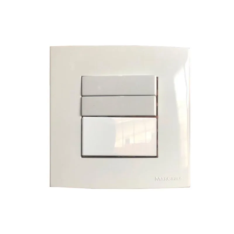 Tecla Interruptor Triplo Paralelo Móvel Marmore Embutir 10a Branco Margirius