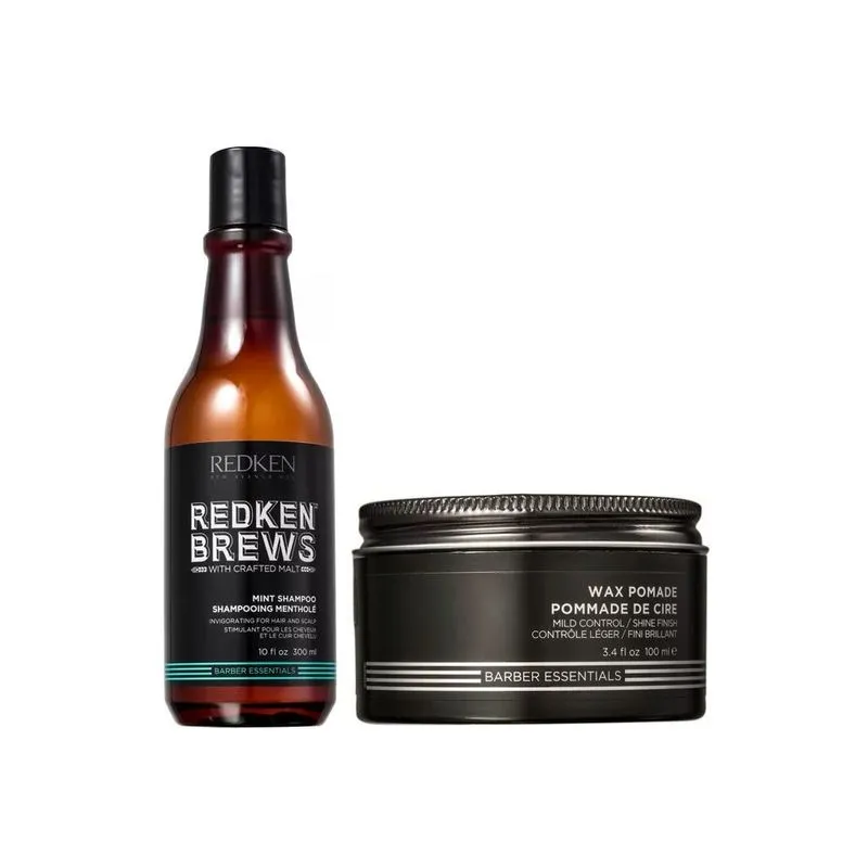 Kit Shampoo Mint E Pomada Modeladora Wax Redken Brews
