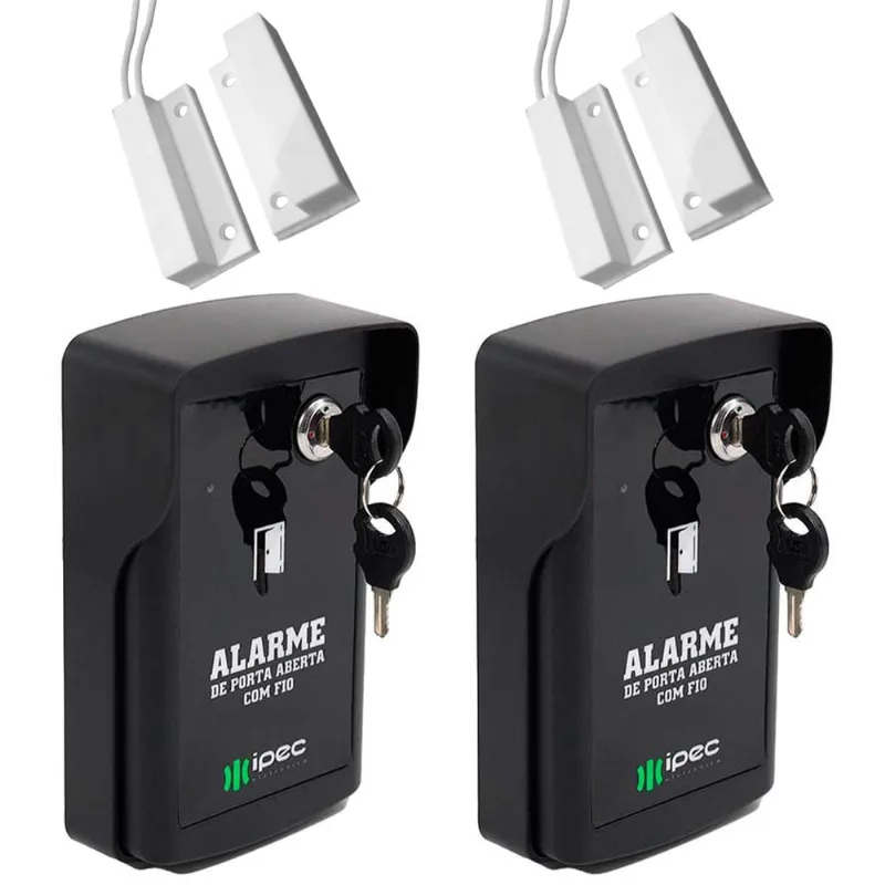 2 Alarme Indicador Portão Porta Aberta com Chaves + 2 Sensor Magnético