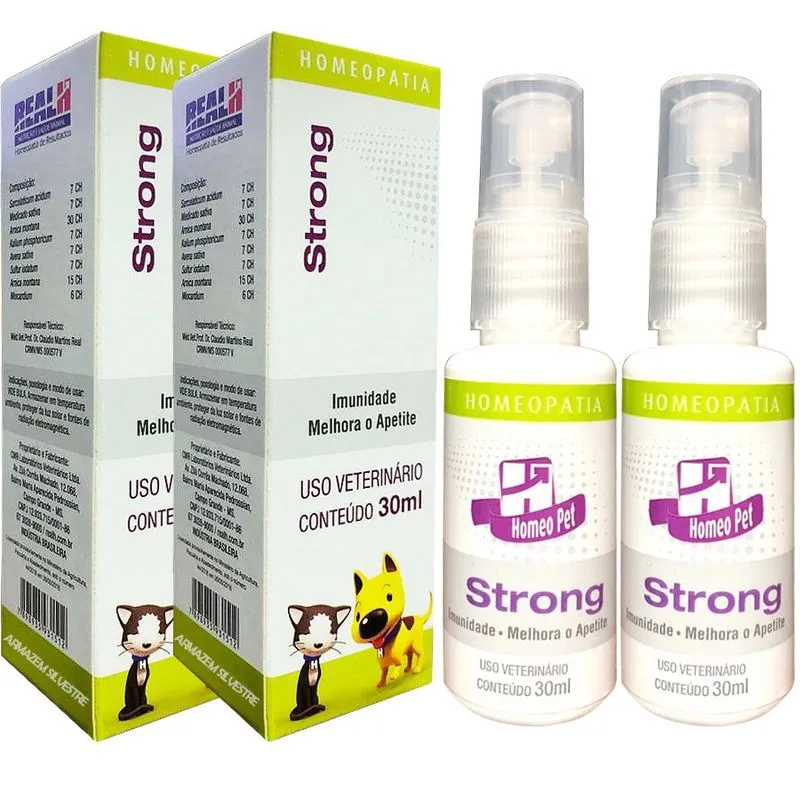 2 Homeopatia Imunidade Apetite Homeopet Strong Cães Gatos 30ml