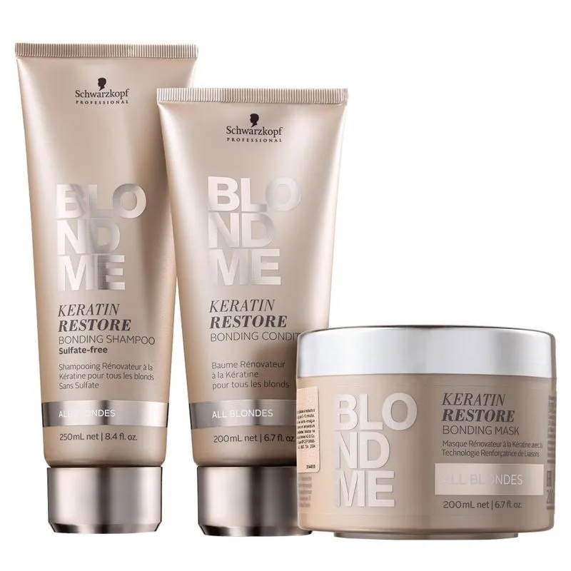 Kit 3 Produtos Pequenos Schwarzkopf Blondme Keratin Restore