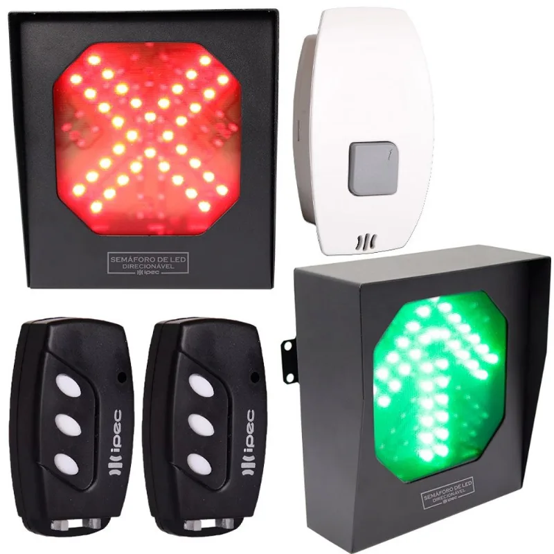 Semáforo Led Direcionável 152 Leds Bivolt Botoeira c/ Receptor Controles