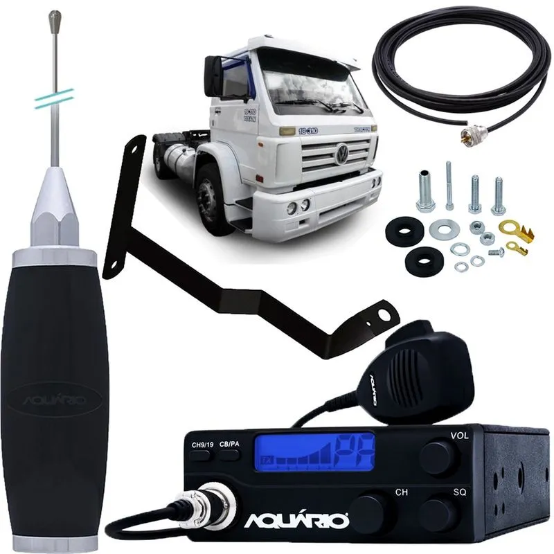 Radio Px 40 Canais Antena Inox 2,70m Cabo 5,5m Vw Worker Titan Motorista Parafusos