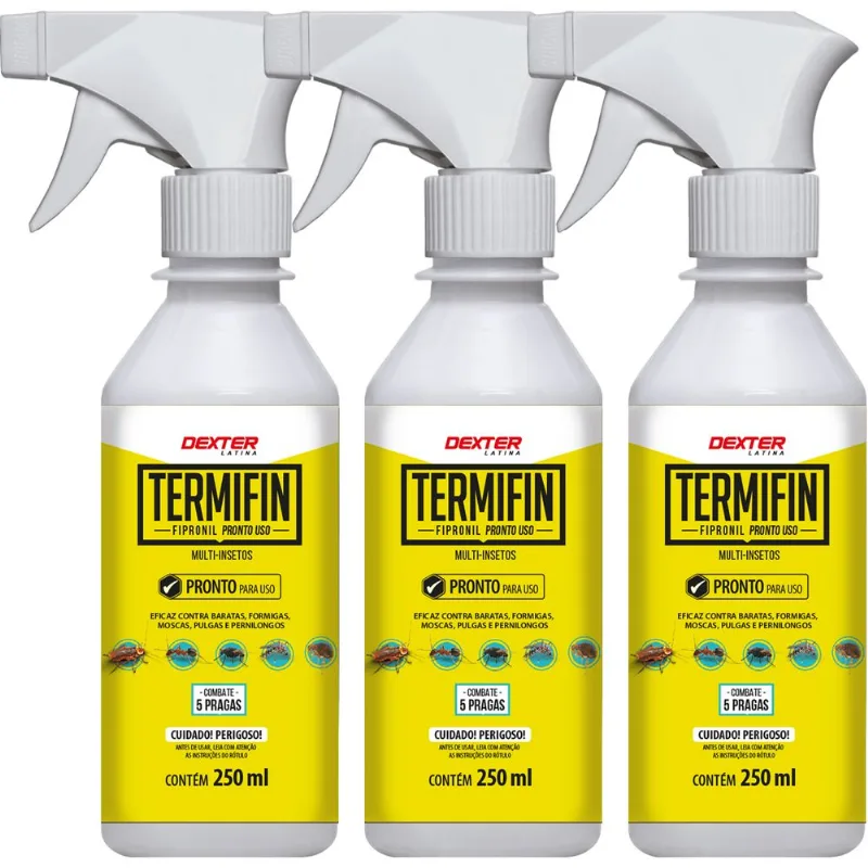 3 Termifin Pronto Uso Spray 250ml Baratas Formigas Pernilongos