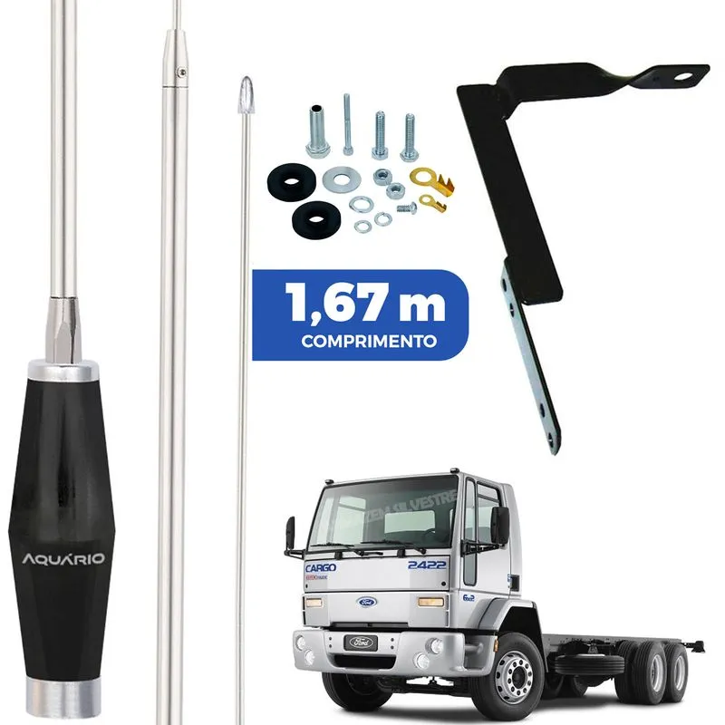 Antena Px Inox 1,40m Alongador 25cm Ford Cargo Parafusos Anti-furto