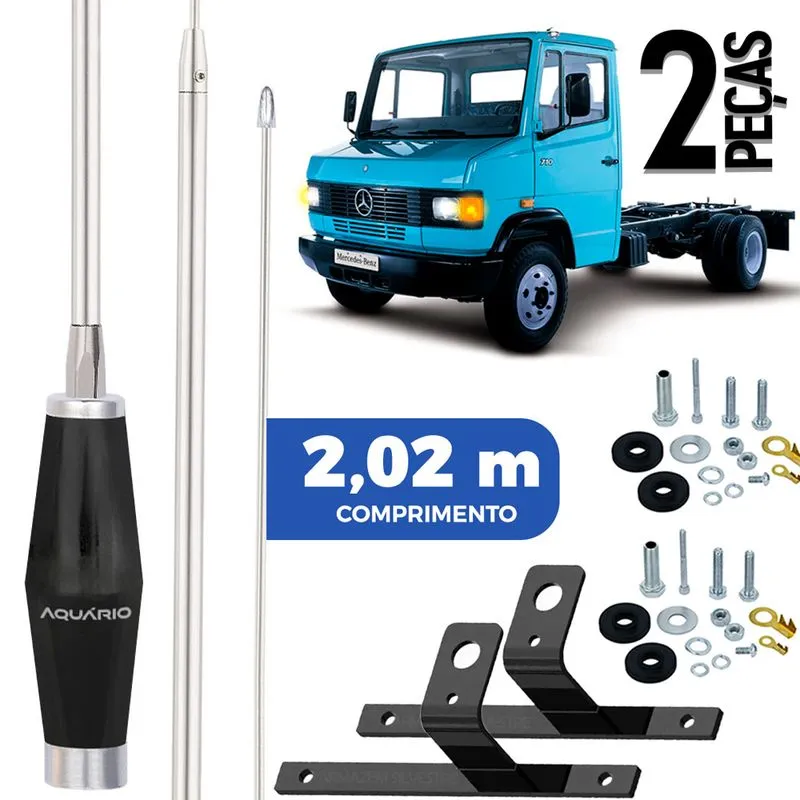 2 Antena Px Mini Maria Mole 1,40m Alongador Mb 3-4 Mercedinho 608 609 709 710 Parafusos
