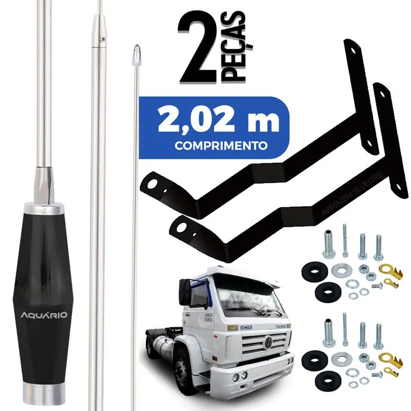 2 Antena Px Mini Maria Mole Inox 1,40m Alongador 60cm Vw Titan Fuscao Parafusos Anti-furto