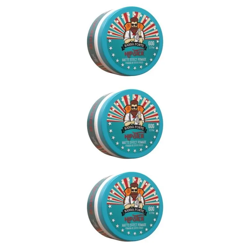 Barba Forte Hipster Efeito Fosco Matte Pomada Modeladora 60g (Kit C-03)