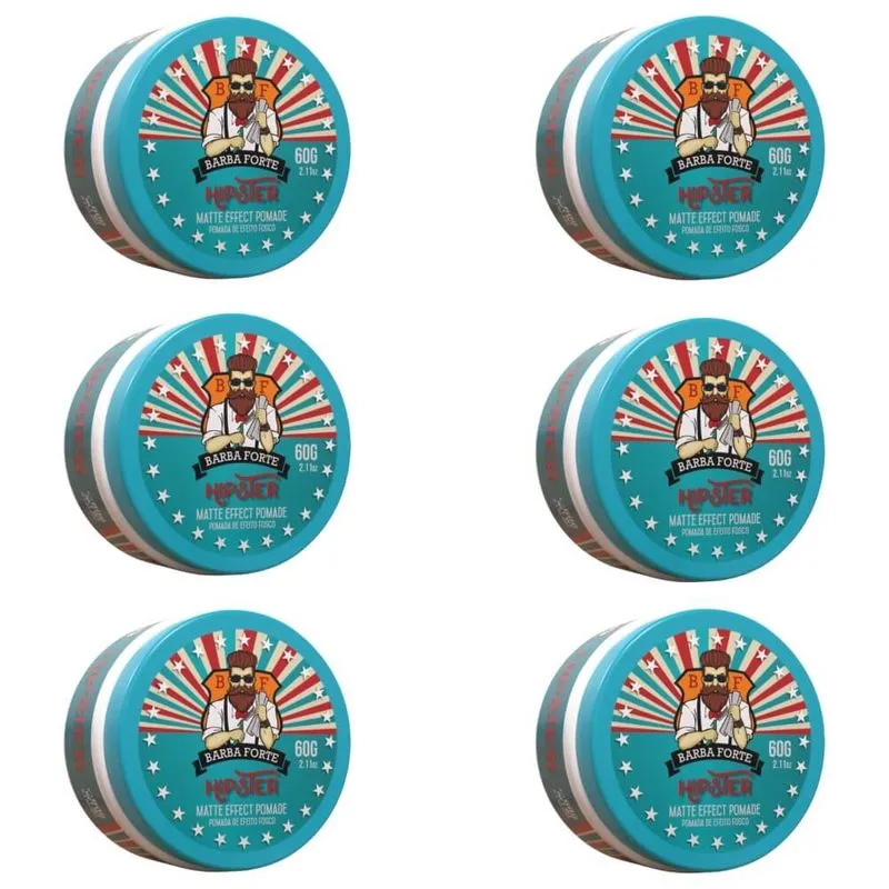 Barba Forte Hipster Efeito Fosco Matte Pomada Modeladora 60g (Kit C-06)