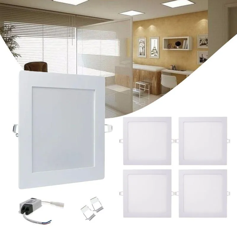 Kit 4 Painel Led Luminária Led 36w 6500k Quadrado Embutir