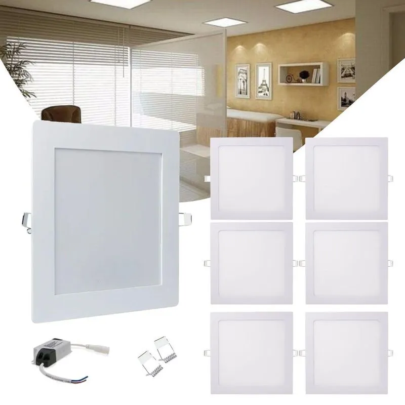 Kit 6 Painel Led Luminária Led 36w 6500k Quadrado Embutir