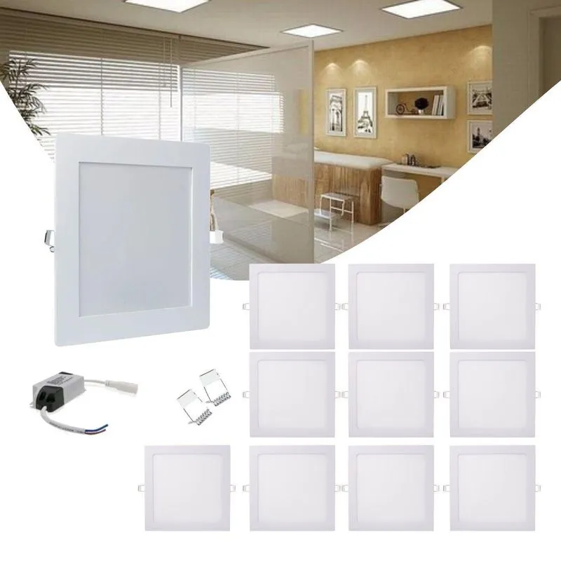 Kit 10 Painel Led Luminária Led 36w 6500k Quadrado Embutir