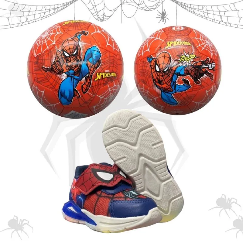 Kit Infantil Homem Aranha Tênis Led + Bola Infantil