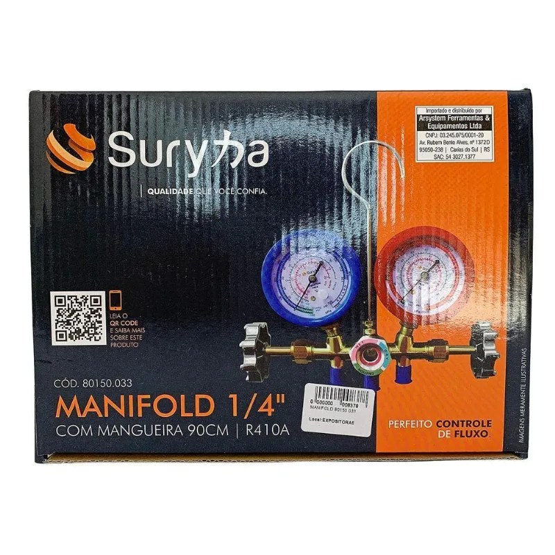 Manifold 1/4" Com Mangueira 90cm R410 Suryha 80150.033