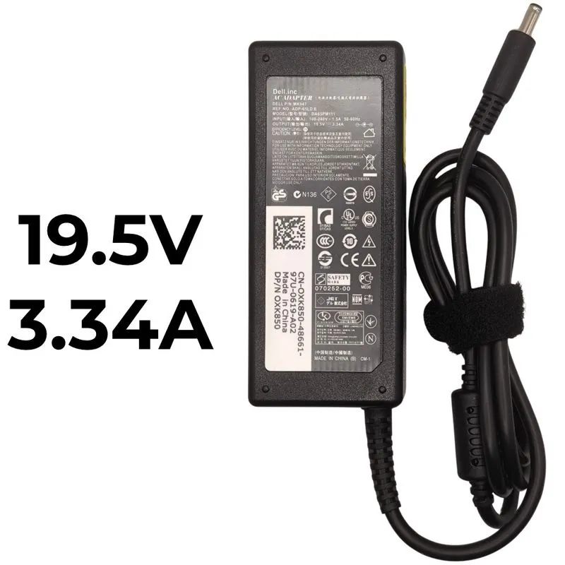 Fonte Compatível Ultrabook Dell xps, 19.5V, 3.34A, Dell Inspirion 12/13, Plug Preto 4.5mm x 3.0mm, 65W