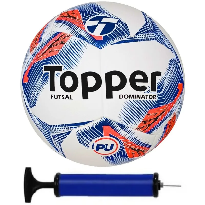 Bola Futsal Topper Dominator + Bomba de Ar Azul
