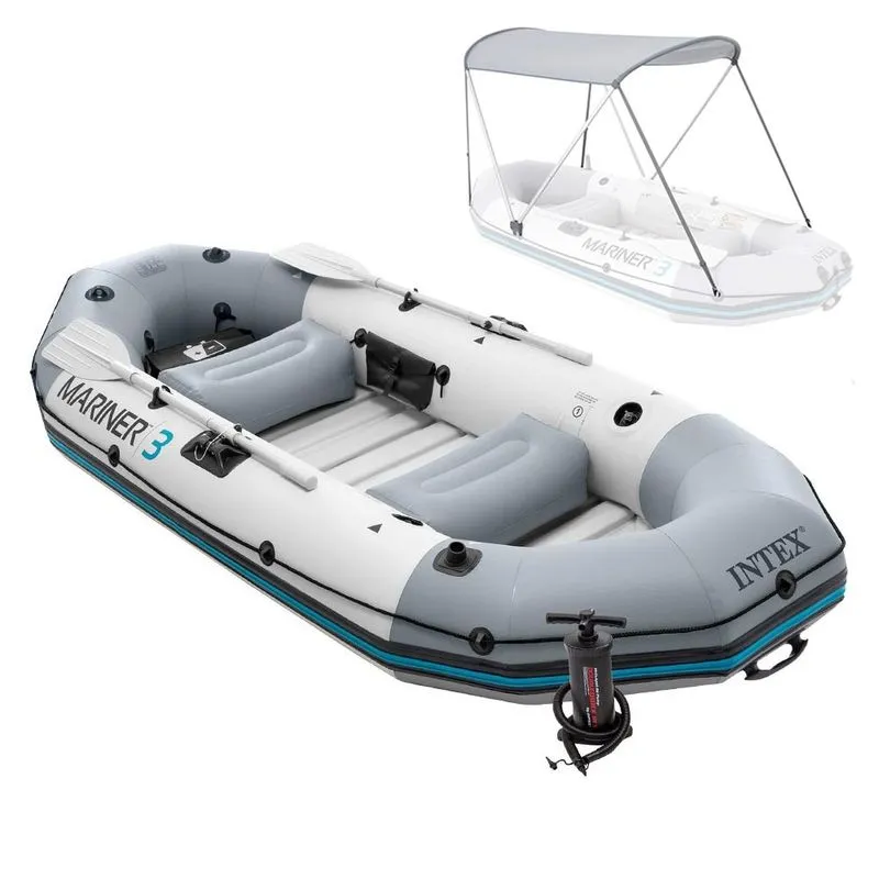 Bote Inflavel Intex Mariner 3 C- Par Remos Bomba Capota Teto Removivel Intex