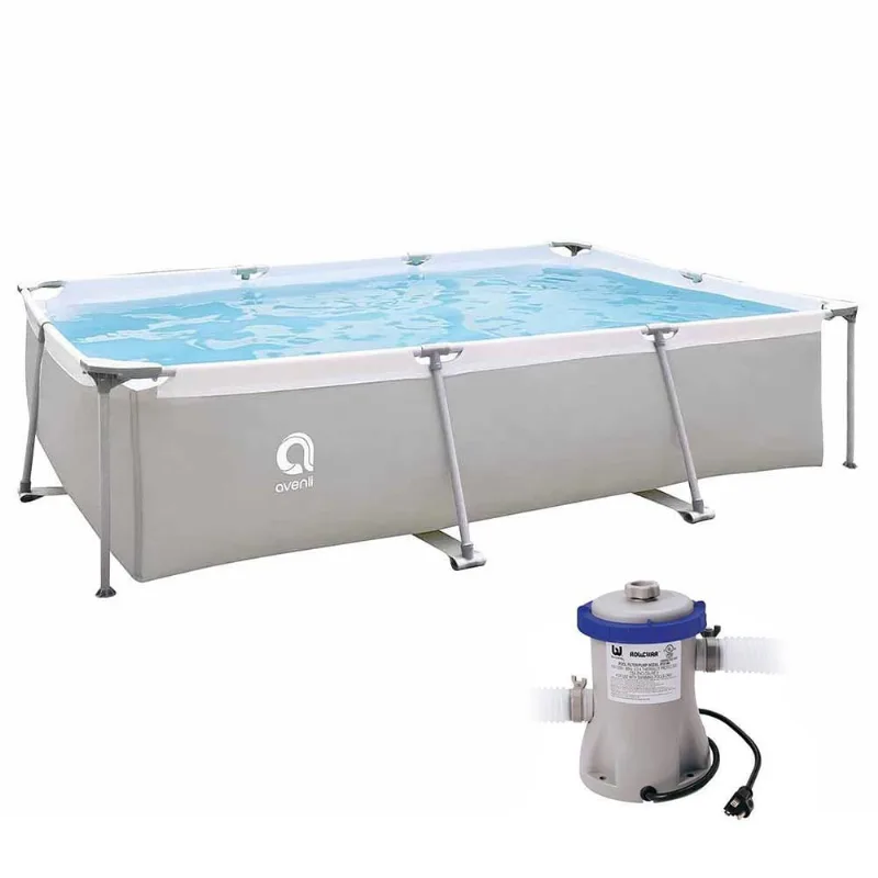 Piscina Estrutural Retangular 3701 Litros com Bomba Filtrante Avenli Jilong