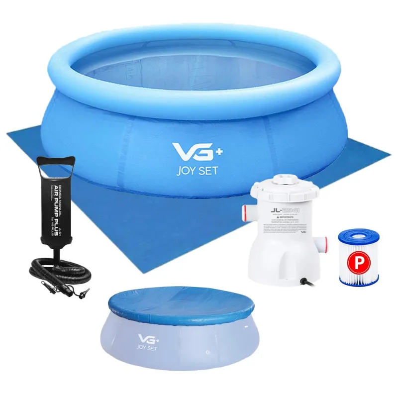 Piscina Inflável Joy Set 2490l Circular 240cm com Capa Filtro Bomba Forro Vg Plus