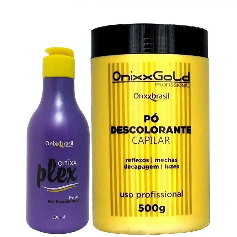 Kit Creme Plex E Pó Descolorante Onixx Brasil Gold Salão