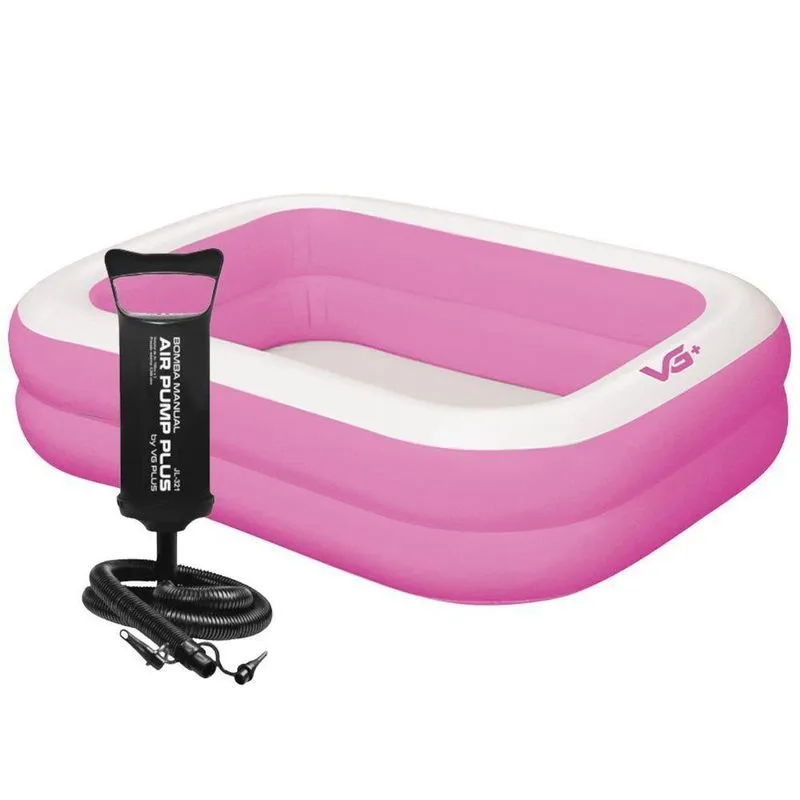 Piscina Inflável Retangular Rosa 100 Litros Com Bomba Vg+