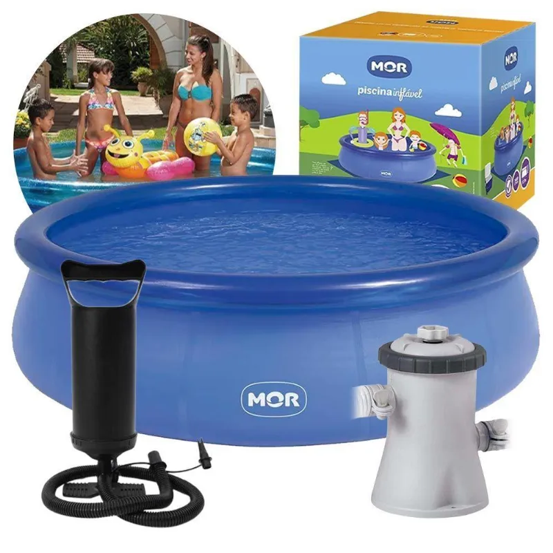Piscina Inflável 3.400 Litros Circular 270cm Pvc Com Bomba Filtro Azul Mor 220v
