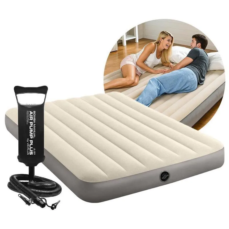 Colchão Casal Inflável Dura Beam Fiber Tech Standard 272kg Com Bomba Manual Intex