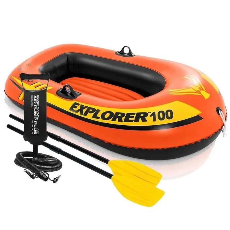 Barco Bote Inflável Infantil Explorer 100 Para 1 Pessoa Laranja Intex