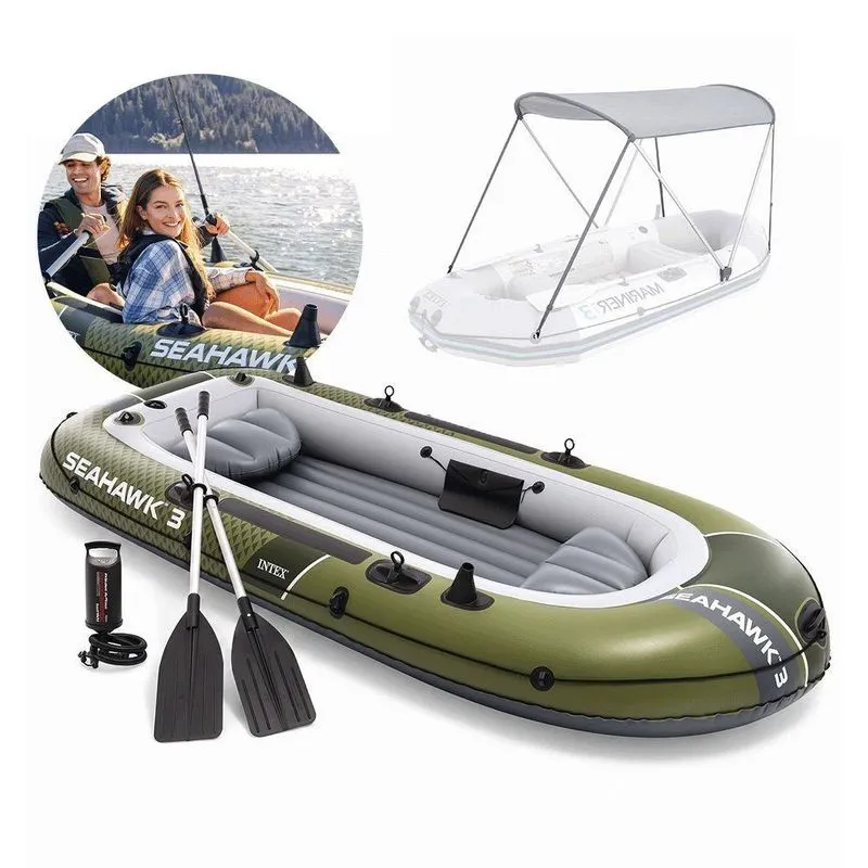 Bote Inflável Seahawk 3 Para Passeios Pesca Lazer Até 360kg Capota Intex